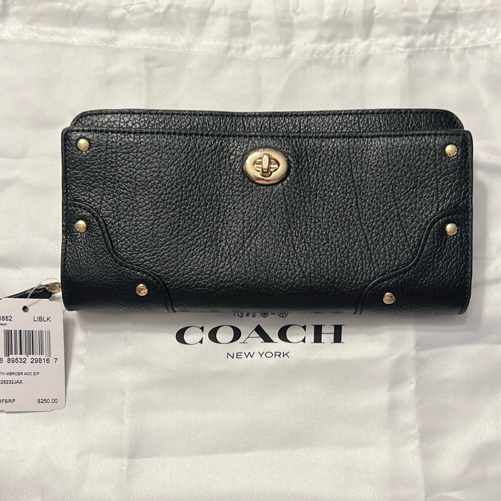 Coach Mercer Accordion Zip Wallet In Grain Leather